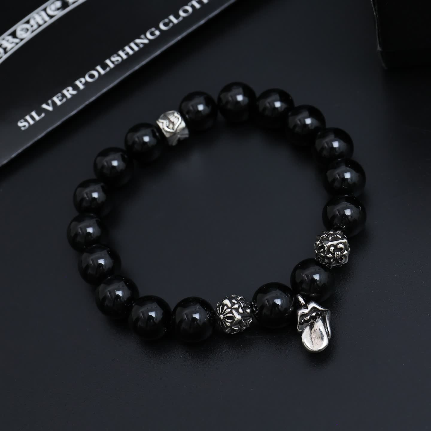 Chrome Hearts Silver Beaded Bracelet Set